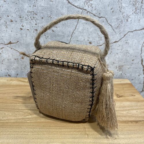 Stitched Jute Doorstop Natural